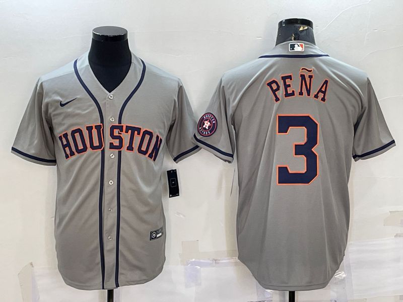 Men Houston Astros #3 Pena Grey Game Nike 2022 MLB Jerseys